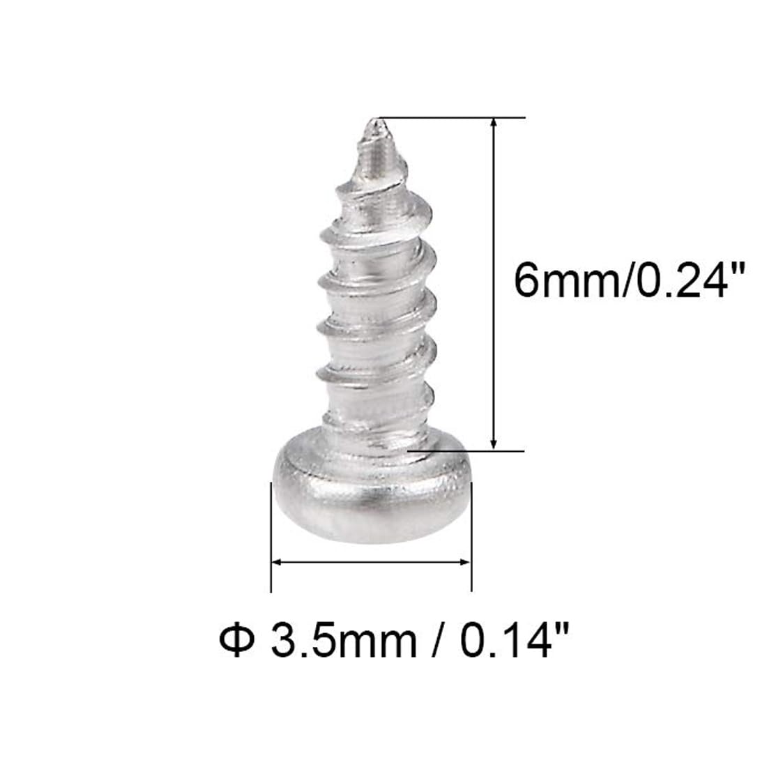 TA-VIGOR 50Pcs Self Tapping Screws, M2 Phillips Pan Head Screw, 6mm Round Head Tapping Screws - Image 2
