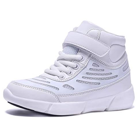 Lovelysi Unisex Boys Girls High-Top LED Lights 7 Colors USB Charger LED Sneakers Trainers Light Up Running Shoes Cover