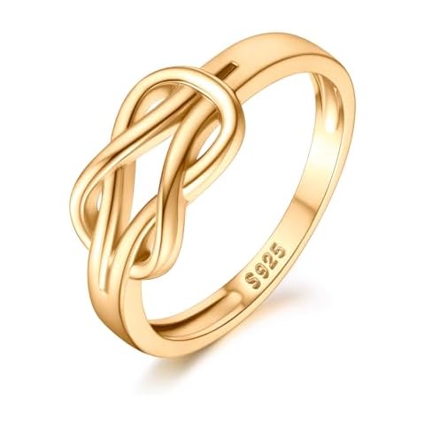 925 Sterling Silver Knot Rings Best Friend Rings 14K Gold Plated Stackable Rings Bands Promise Rings for Her Dainty Rings for Women Size 12 Women Rings Cover