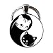 Porte-clés Yin Yang en forme de chat - Noir et blanc - Huit schémas - Bijoux de Tai Chi - Fait à la main - Vintage - Photo en verre