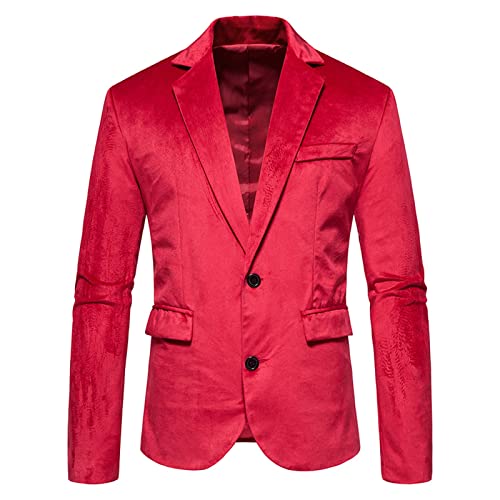 Manteau homme col en V 2 boutons rouge coupe européenne raffinée pour robe de mariage luxe