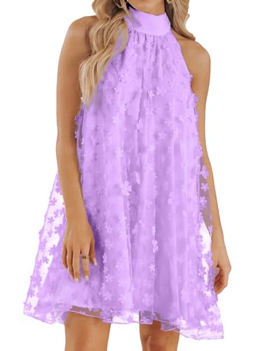 Image of VIMPUNEC Womens Summer Halter Mini A Line Swing Dresses Wedding Guest Formal Cocktail Homecoming Dress