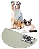 Should We Go? Waterproof Silicone Pet Food Mat - Non-Slip, Spill-Proof Feeding Mats for Floors, Raised Edge Design, Easy-to-Clean Mat for Dog & Cat Bowls, 21' Across x 10.5' Deep, Medium-Sage Green