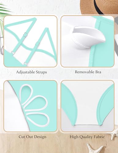 Image of Girls Swimsuit Adjustable Straps Cut Out One Piece Bathing Suit with Solid Color Cover Up Skirt Girls' Swimwear 5-16Y