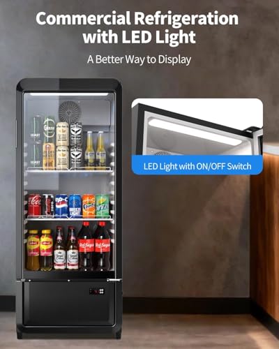 Image of Commercial Glass Door Display Refrigerator, 6.85 Cu. Ft Beverage Cooler with 2 Adjustable Shelves, ETL DOE NSF Certified Upright Merchandiser Drink Fridge for Shop Store Restaurant Bar Office Home Use