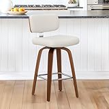 Tabouret de Bar Rotatif à 360°: La rotation à 360° permet un changement de direction facile, tandis que les pieds en bois massif et la repose-pieds assurent sécurité et stabilité.