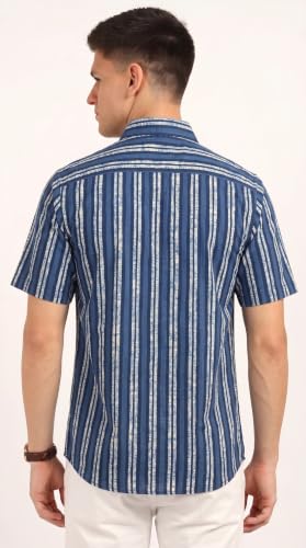 Image of BLOCKS OF INDIA Cotton Hand Block Print Half Sleeves Summer Shirt for Men