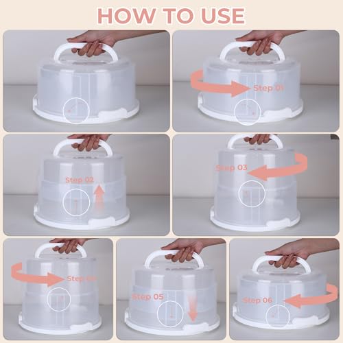 Targihoemt Foldable Cake Carrier, Holds up to 10in Round and 8.5in High Cake, with Lid and Handle by Targihoemt - Image 6