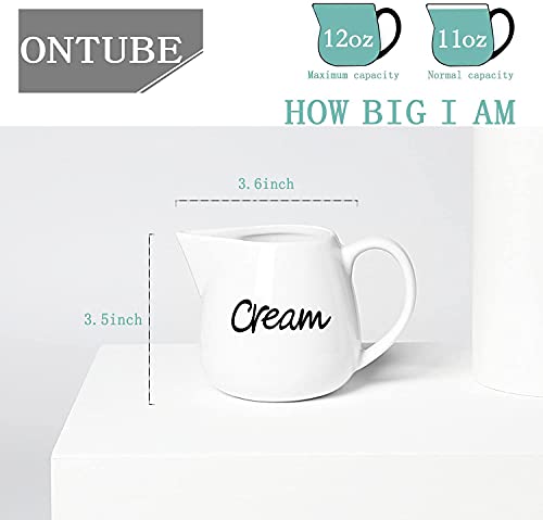 Ontube Porcelain Creamer, Ceramics Milk Creamer Pitcher 12Oz (White) #TOP2