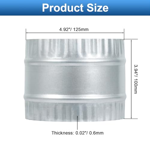 TOP-VIGOR 5 Inch Duct Connector, Galvanized Steel HVAC Coupling for Dryer Vent & Range Hood, Crimped Dryer Vent Coupling for Flexible & Rigid Ducting by TOP-VIGOR - Image 4