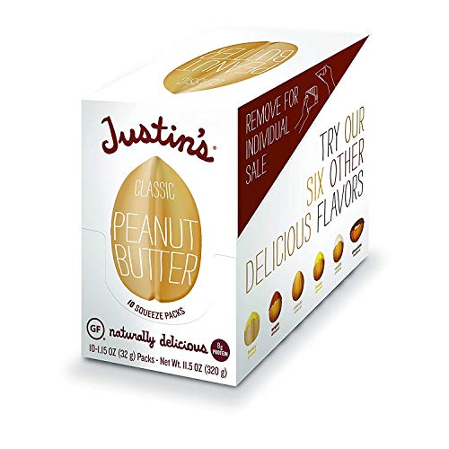 Justin's Classic Peanut Butter Squeeze Packs, Only Two Ingredients, Gluten-Free, Non-Gmo, Responsibly Sourced, 10 Pack (1.15Oz Each) #TOP1