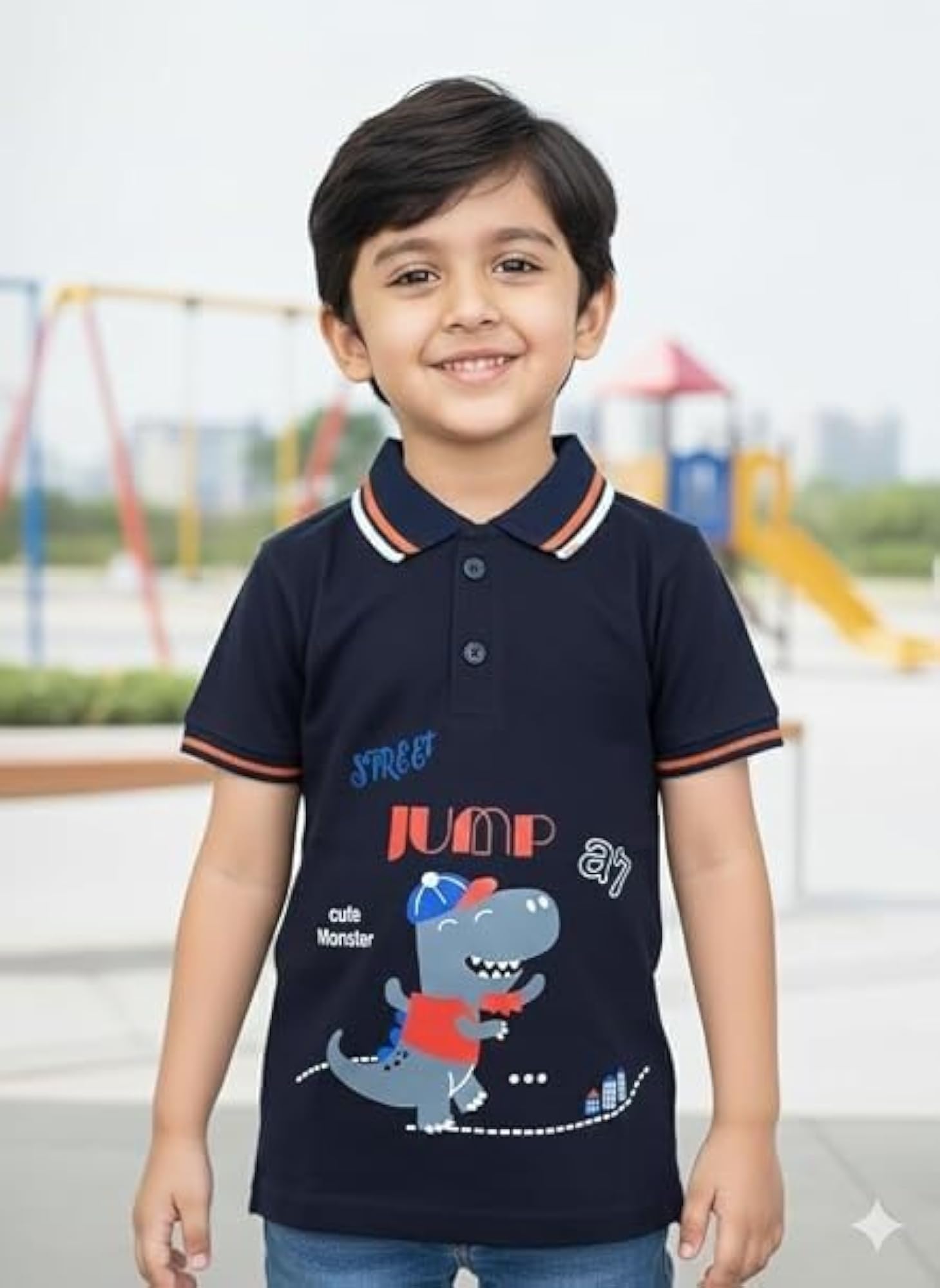 Cotton Polo T-Shirt in Solid Colour, Pack of 1