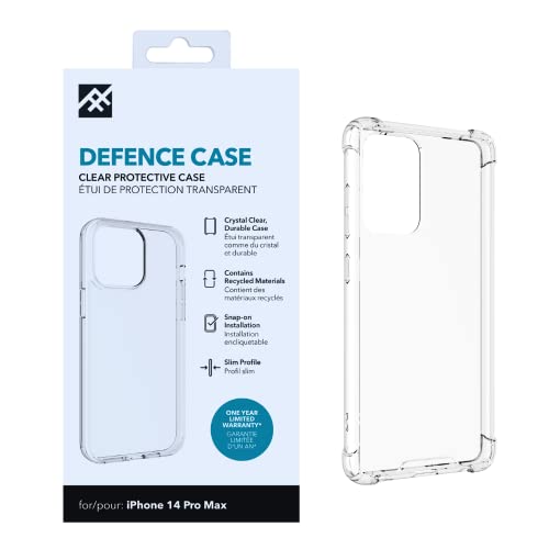 ZAGG iFrogz Defence Schutzhülle Kompatibel mit iPhone 14 Pro Max, langlebig, Snap-On, wischfest, schlank, recycelt, transparent
