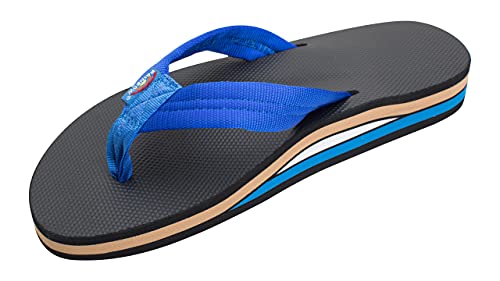 Rainbow Sandals (レインボーサンダル) メンズ ダブルレイヤー ソフトトップ 1インチ EVAラバー充填ナイロンストラップ, ブルー/ブラック, 9.5-10.5