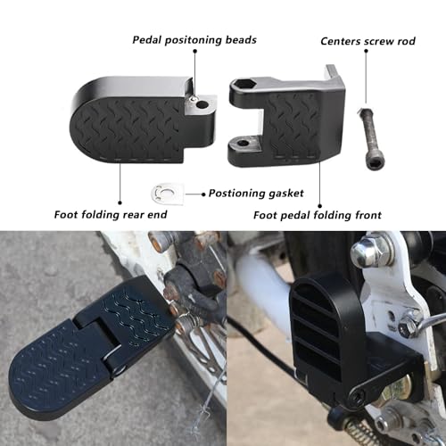 LOOEEL 1 Pair 10MM U Slot Bicycle Rear Pedals Folding Rear Seat Footrest Pedals Cycling Accessories for Mountain Bike, Folding Bicycle