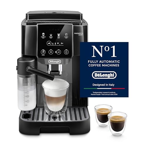 DeLonghi Coffee Machine MAGNIFICA START Fully Automatic Espresso Machine with 8+ Hot & Iced Beverages Soft Touch Interface 13 Grinder Settings LatteCrema Twin Shot ECAM222.60.BG (Made in Europe)