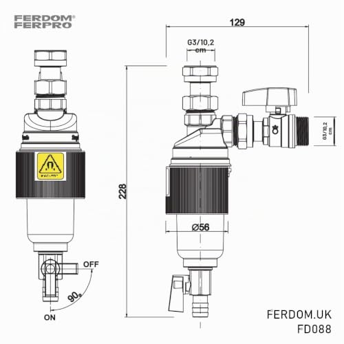 Miniatura 3 de Ferdom Fd088 Easy-Mag Filtro Desfangador Magnético Bajo Caldera 3 4 . Iguala La Instalación Solar. Eficiente Separador Filtro 500m . Fácil De Instalar Y Utilizar. Cabezal De Latón, Carcasa De Abs.
