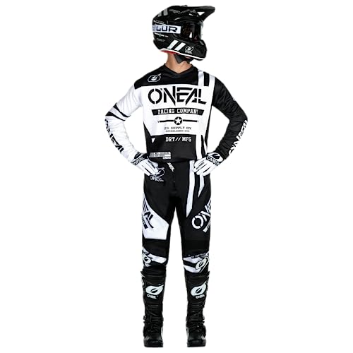 O'neal | Maglia Da Motocross A Manica Lunga | Mx Enduro | Protezione Gomiti Imbottita, Collo A V, Traspirante | Element Warhawk V.24 Jersey | Adulto | Nero Bianco | Taglia L - 2