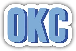 OKC Double Layer Airport Code Sticker, 3D Shadow Block Decal, Vinyl Travel Sticker Laptop Lugage Journal, Cute Retro Décor (Blue)