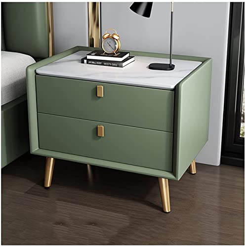 Table de chevet en pierre frittée et cuir scandinave, meuble de nuit de luxe style italien