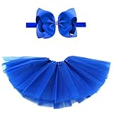 BGFKS 5 Layered Toddlers Tulle Tutu Skirt for Girls with Headband for Baby Girl 0 to 36 Months (Dark Blue, S,0-6 Months)