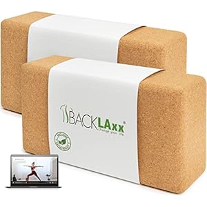 BACKLAXX® Yoga Block 2er Set aus Kork – 100% nachhaltiger Yogablock, perfektes Yoga Zubehör und Pilates Zubehör, 2 Yoga Blöcke als Yoga Set inkl. Anwendungsvideos, Yogablock 2er Set, Yogablöcke