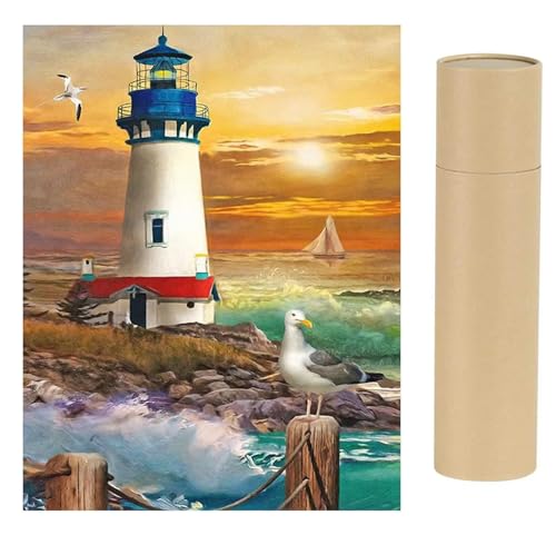 Mit Verpackung Box DCIDBEI Square Diamond Painting Eckige Steine 40x50cm Diamant Malerei Aufkleber Gemälde Diamant Painting Full Groß Kristall Strass Stickerei Kreuzstich Perlen Bilder Leuchtturm Möwe