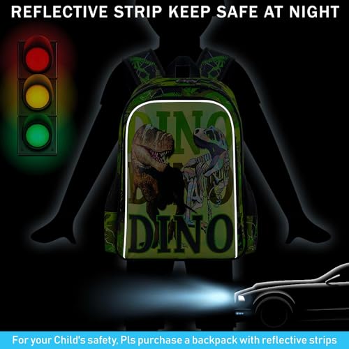 Image of CCJPX 3PCS Dinosaur Backpack for Boys, 16 Inch Kids Water Resistant Preschool Bookbags, Cool Kindergarten School Backpacks and Lunch Box
