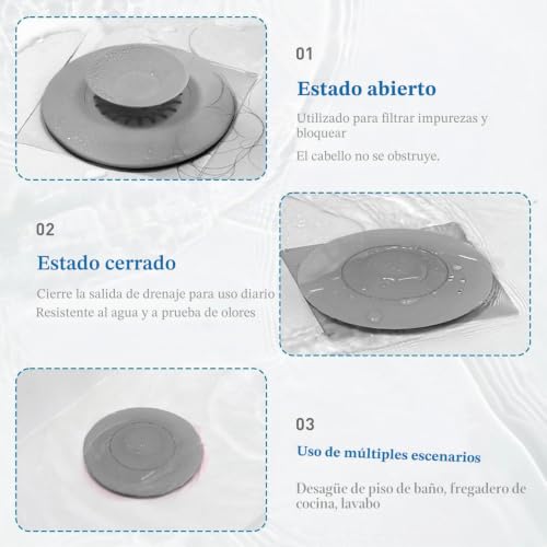 Miniatura 5 de Dwitkul 4 Piezas Tapón De Drenaje Universal - Suave Tapones Fregadero Silicona - Tapón De Bañera Universal A Presión Con Filtro De Comida Y Pelo Para Lavabos, Fregaderos, Bañeras Y Cocina,Antiolores