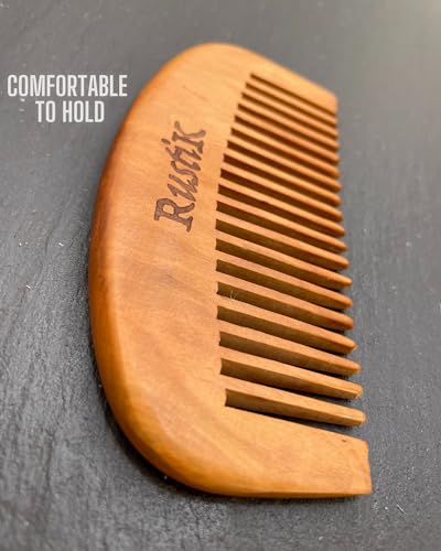 Wide-Tooth-Pocket-Comb-by-RustiK-Chunky-Pear-Wood-Hair-Comb-Anti-Static-Detangling-Scalp-Massaging-Can-also-be-used-as-a-LabourAnxietyBeard-Comb-Accupressure-Woodcrafted-for-Men-and-Women