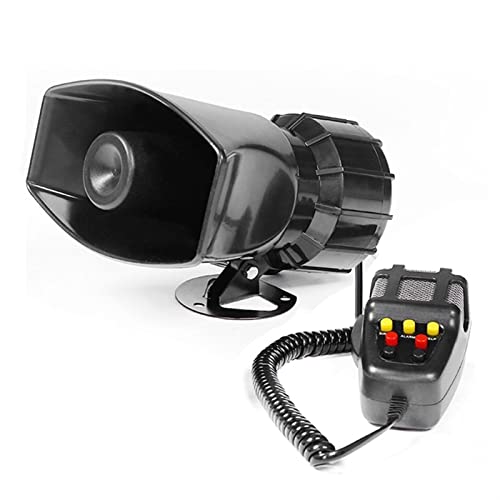 Car Alarm Horn Tone Sound Car Emergency Siren Car Siren Horn Mic PA Speaker System Emergency Amplifier Hooter 12V Loud Train Horn for Truck Electric Snail Horn