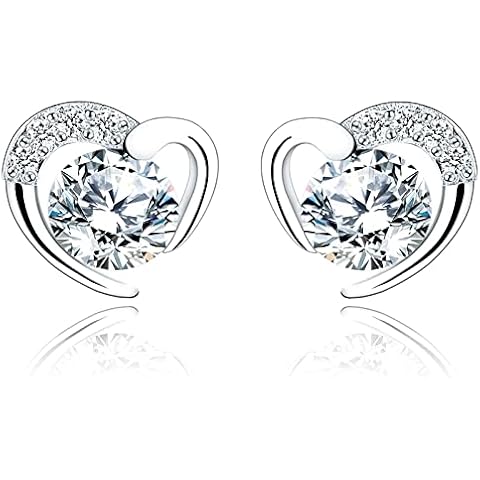 ITESSY White Gold Heart Stud Earrings Cover