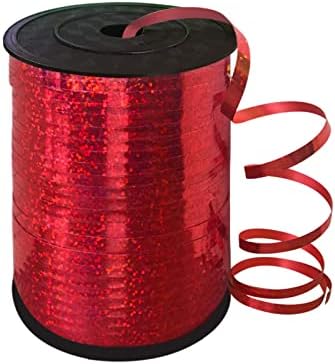 BEISHIDA 500 Yards Red Ribbon Crimped Curling, Balloon String Shiny Metallic Roll for Gift Wrapping Ribbon for Birthday Party Festival Art Craft Decor Florist Flowers Decoration