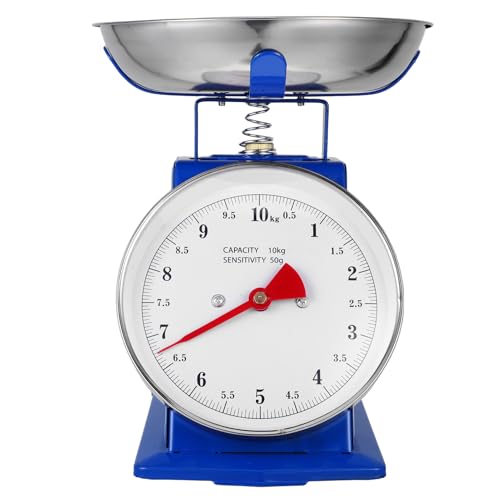 CIYODO Báscula Mecánica de Cocina con Plato Extraíble Precisión Alta sin Pilas para Pesar Alimentos Secos y Preparación de Comidas Diseño Vintage Acero Inoxidable