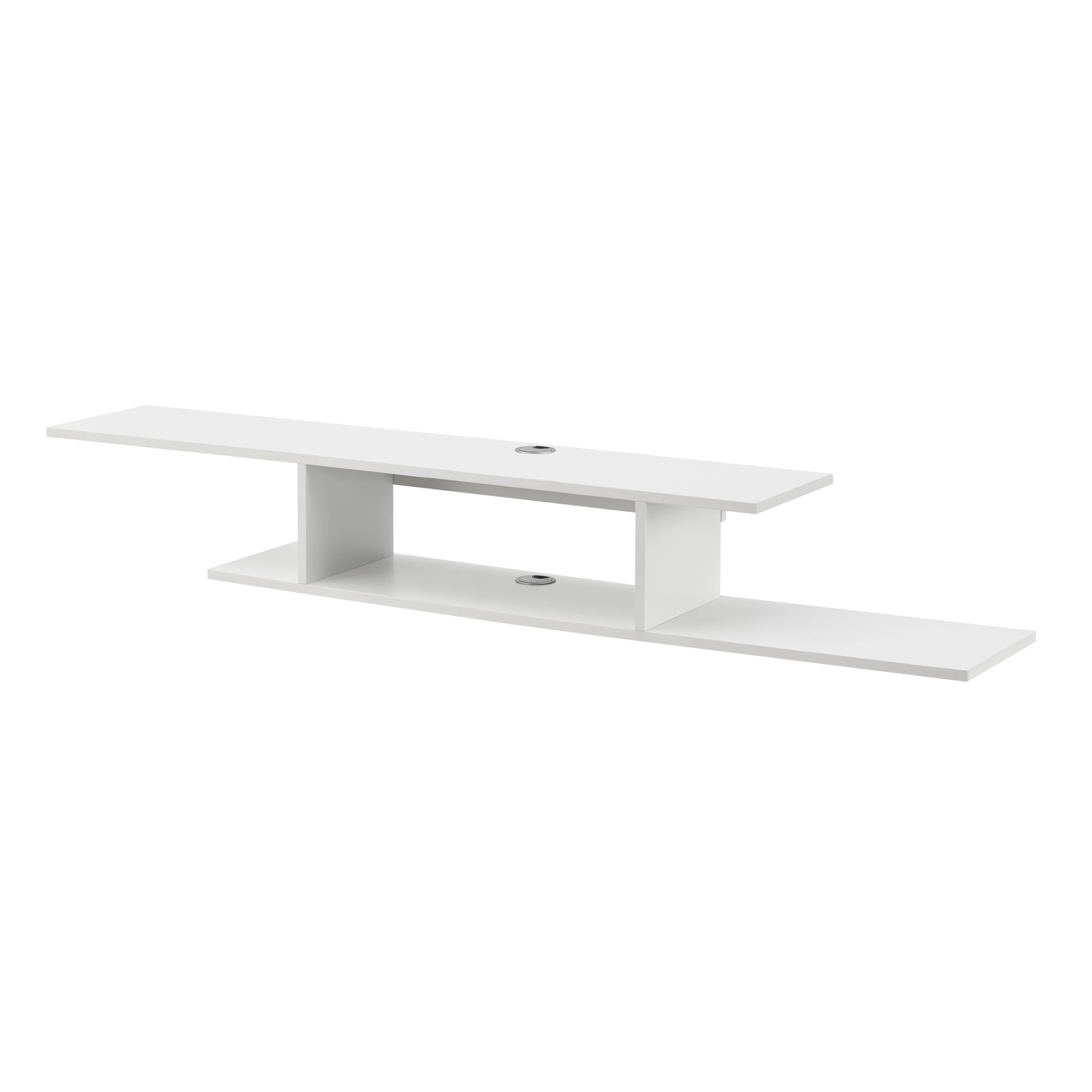 [en.casa] Mensola TV Sospesa a Muro Consolle Porta TV e Centri Multimediali Scaffale da Parete con Scomparto e Fori Passacavi 21 x 150 x 25 cm Bianco