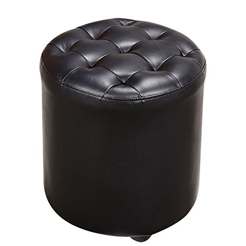 Repose-pieds de salon compact avec pouf carré en cuir pour petits espaces