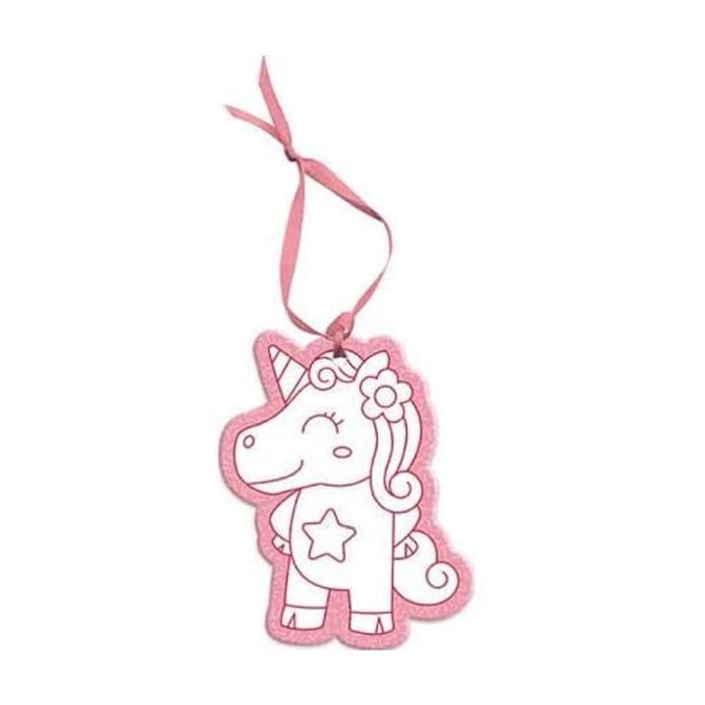 Avenue Mandarine GY085C - Un Graffy Hang en papier blanc à colorier avec ruban 10x11 cm, Licorne