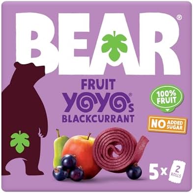 BEAR Blackcurrant Yoyos - Dried Fruit Rolls - Healthy - Vegan - 20g (5 packs)