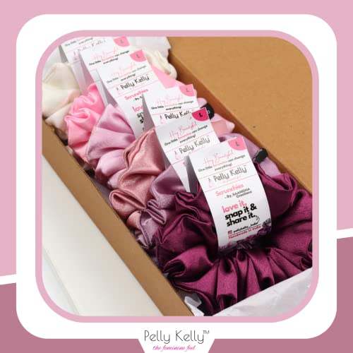 Image of Premium Satin Scrunchies for Women | Hair Bands, Ponytail Holders & Rubber Bands | Large, Fluffy, No-Damage Hair Ties | Girls Hair Accessories | Large Size | Pack of 6