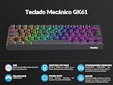 Geeky GK61 60% | Hot Swappable Mechaniczna Klawiatura Gamingowa | 62 Klawiszy Wielokolorowe RGB LED Podświetlenie dla Graczy na PC/Mac | ISO ES Klawiatura Hiszpańska (Czarny, Mechanical Brown)