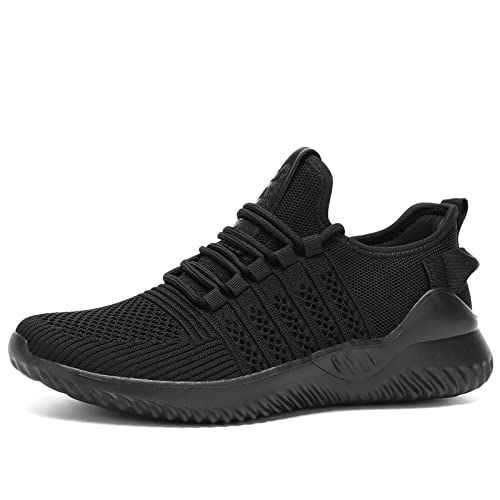 Mevlzz Mens Slip On Walking Shoes Lightweight Breathable Non Slip Running Shoes Comfortable Fashion Sneakers Workout Casual Sports Full Black #TOP1