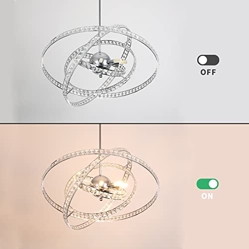 Zirooplus Modern Crystal Chandelier Led Round Crystal Chandelier 4 Rings Adjustable Round Ceiling Pendant Light Fixture For Dinning Room Bedroom Kitchen Island #TOP1