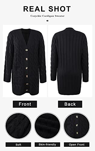 Image of PRETTYGARDEN Womens Cable Knit Button Long Cardigan Sweaters