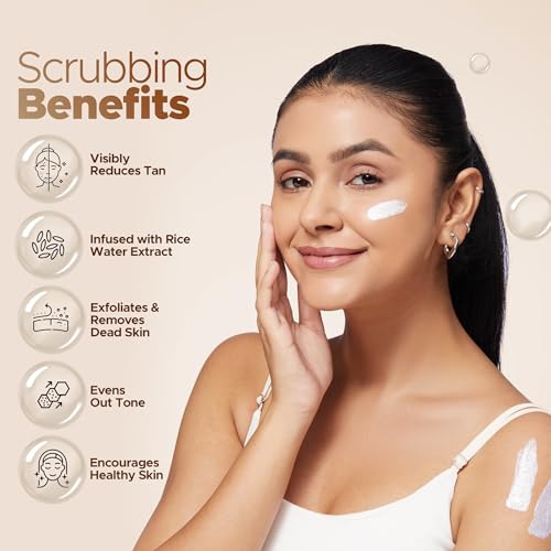 Image of Hilary Rhoda De-Tan Face & Body Scrub | De-Tan, Exfoliate & Dead Skin Removal | Face & Body Scrub | Rice Water | Removes Blackheads & Whiteheads | Encourages Healthy Skin - 200g (Korean Rice - Shade 02)