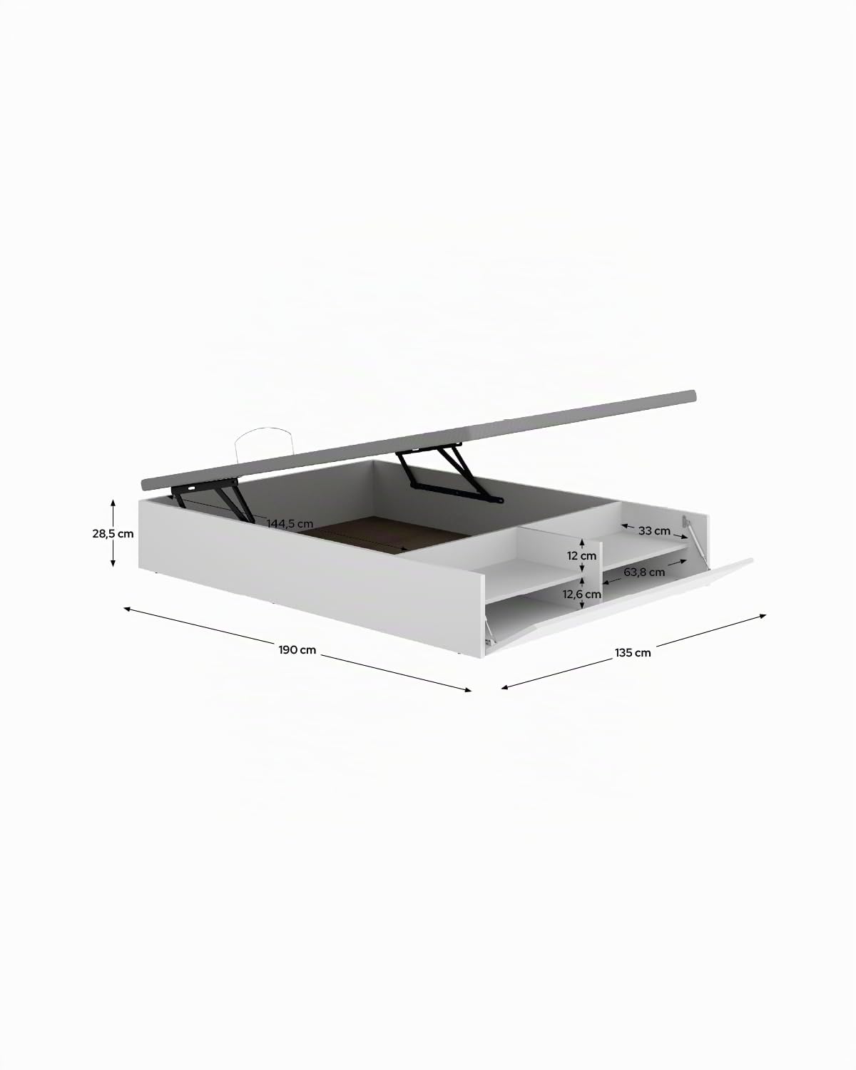 DEKIT Grupo RIMOBEL - LAN CANAPE Recto con Zapatero Cama 135- Blanco -32x134x190cm