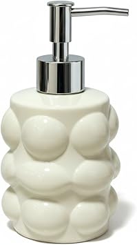 Deconox Beyaz Bubble Design Cam Sıvı Sabunluk - 450 ml Kabartmalı Şık Banyo ve Mutfak Sabunluğu (7x12 cm) (5065 - BEYAZ)