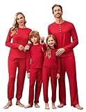 Ekouaer Family Christmas Pajamas Matching Sets Womens Mens Pjs Long Sleeve Sleepwear Holiday Lounge Sets Red L