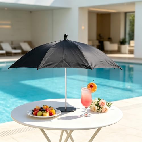 FMOACEN Mini Drink Table Umbrella with Stable Base Portable Desktop Sun Shade Umbrella Block Glare for Cell Phones Beverage Cups, Windproof Mini Canopy for Patio Pool Beach Camping Picnic Outdoor Use