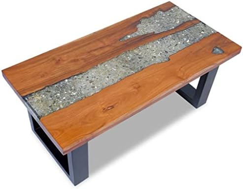 vidaXL Coffee Table End Teak Resin 100x50cm Living Room Furniture Home Decor