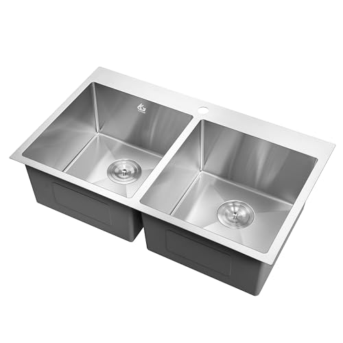 Yutong 33" Top-Mount/Drop in 304 Stainless Steel Handmade Double Bowls Kitchen Sink by Yutong - Image 3